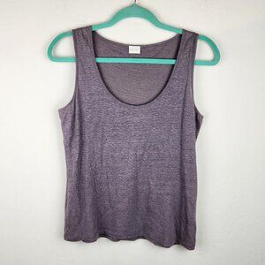 Poetry 100% Linen Knit Scoop Neck Tank Top Gray/Purple sz 8